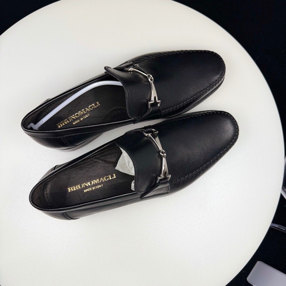Bruno Magli Tillack Bit Loafer Men 8 Black Excellent Leather Made in Italy